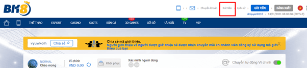 Chọn rút tiền BK8